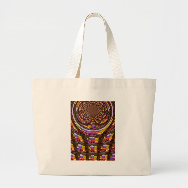 Grand Tote Bag Psychédélique Pâques Kaleidoscope Art (Devant)
