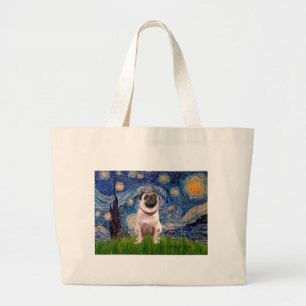 Grand Tote Bag Pug 1(fauve) - Nuit étoilée