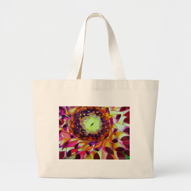 Grand Tote Bag Purple Dahlia abstract original flower art (Devant)