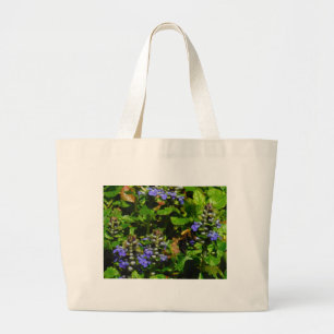 Grand Tote Bag Purple Flower and Bumble Bee