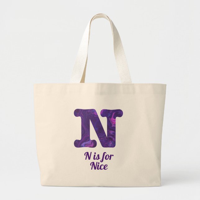 Grand Tote Bag Purple Letter N est pour Nice (Devant)