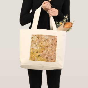 Grand Tote Bag Puzzle Papillons et marguerites-Browns par STaylor