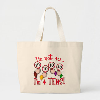 Grand Tote Bag quarantième T-shirt d'humour d'anniversaire