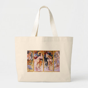 Grand Tote Bag Quatre Saisons par Alfons Mucha Art Déco Nouveau