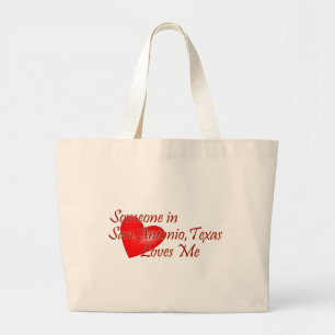Grand Tote Bag Quelqu'un à San Antonio le Texas m'aime