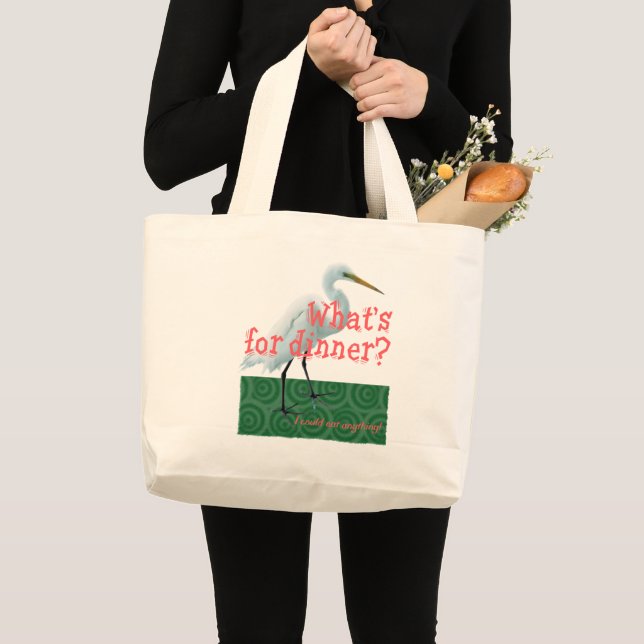 Grand Tote Bag « Qu'est-ce qu'on mange pour dîner ? » (Devant (produit))