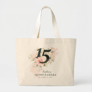 Grand Tote Bag Quinceanera Pink Floral Rustic 15th Birthday