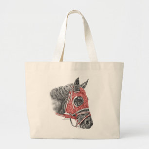 Grand Tote Bag Race Horse Portrait Soies