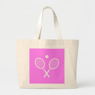 Grand Tote Bag Raquettes de tennis et balle rose profonde