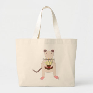 Grand Tote Bag Rat de Siamese avec gâteau d'anniversaire