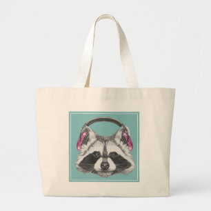 Grand Tote Bag Raton laveur d'écouteurs