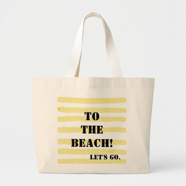 Grand Tote Bag Rayures d'aquarelle jaune (Devant)