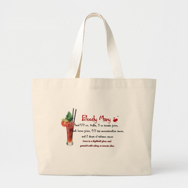 Grand Tote Bag Recette de boissons de Mary sanglante (Devant)