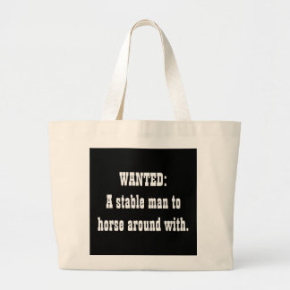 Grand Tote Bag RECHERCHÉ : Un homme stable au cheval autour avec