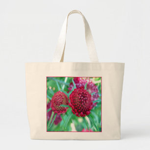 Grand Tote Bag Red Blooms Canvas Épicerie Fourre-tout
