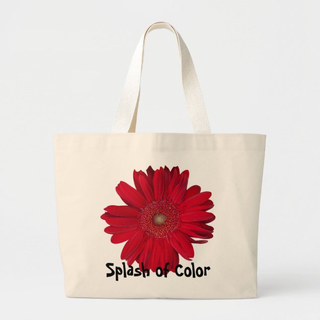 Grand Tote Bag Red Gerber Daisy Gros plan photo réutilisable (Devant)
