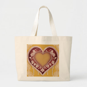Grand Tote Bag Red Heart Lace IA art