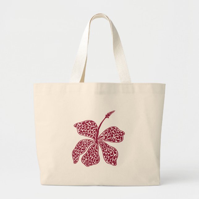 Grand Tote Bag Red Hibiscus Floral (Devant)