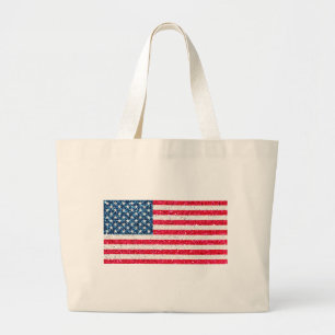 Grand Tote Bag Red White Blue Glitter Patriotic American USA Flag