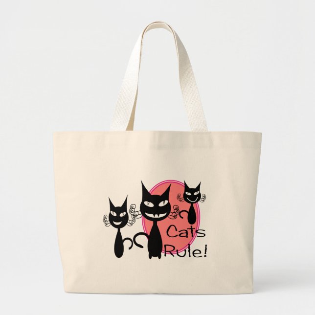 Grand Tote Bag "Règle de chats ! ! "--Cadeaux d'amoureux de les (Devant)