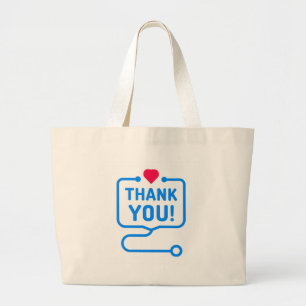 Grand Tote Bag Remerciements  Stéthoscope cardiaque