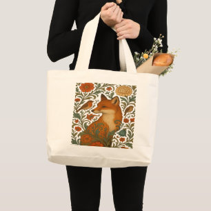 Grand Tote Bag Renard à motif Woodland Grace en fleurs