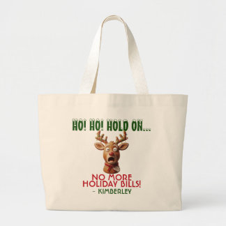 Grand Tote Bag Renne de Noël drôle et personnalisé pour paniquer