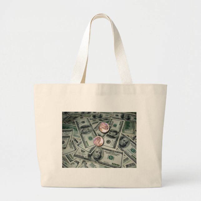 Grand Tote Bag Répartition de l'argent et deux cents (Devant)