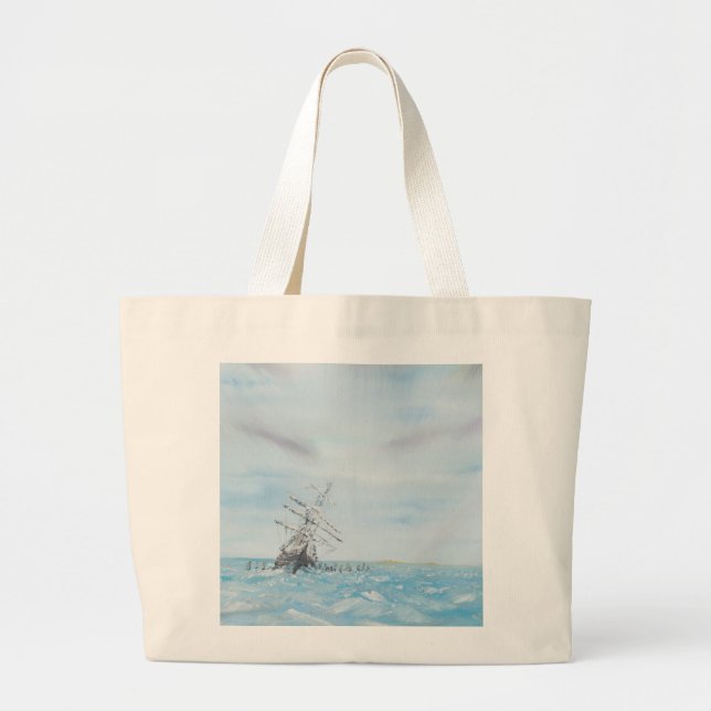 Grand Tote Bag Résistance emprisonnée par la glace antarctique. (Devant)