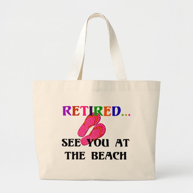 Grand Tote Bag Retraité - À la plage (Devant)