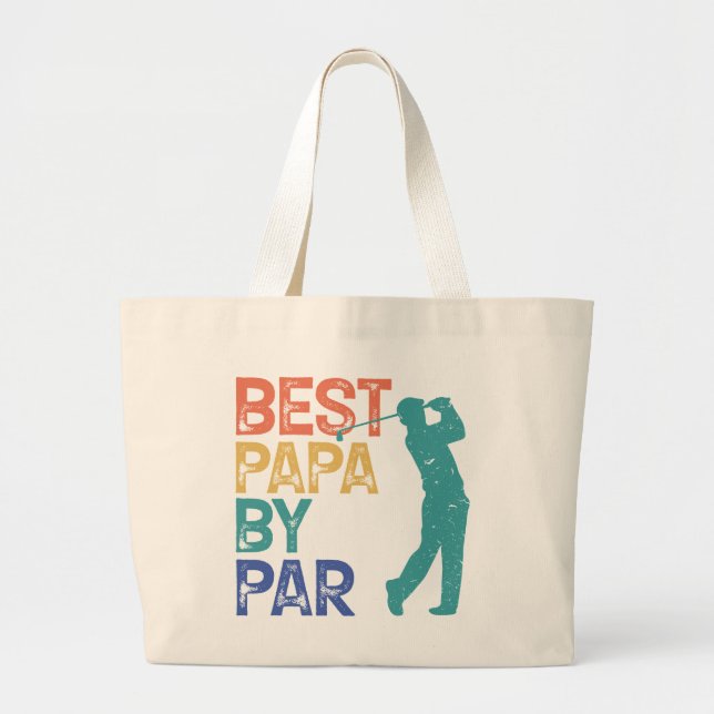 Grand Tote Bag Retro Golfer - Best Papa By Par (Devant)