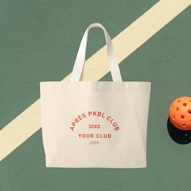 Grand Tote Bag Rétro Orange Après PKBL Club Crest Pickleball (Créateur téléchargé)