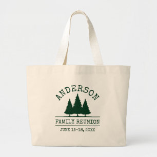 Grand Tote Bag Réunion de famille Pins rustiques
