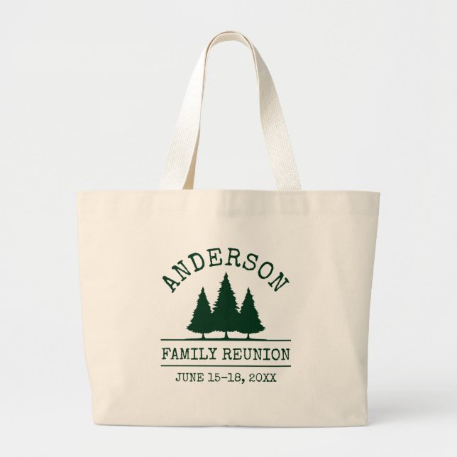 Grand Tote Bag Réunion de famille Pins rustiques (Devant)