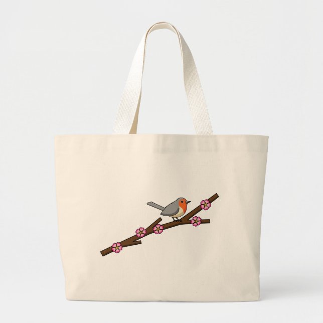 Grand Tote Bag Robin sur Sakura (Devant)