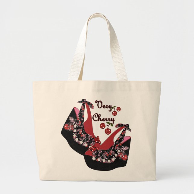 Grand Tote Bag Rockabilly Very Cherry Shoes (Devant)