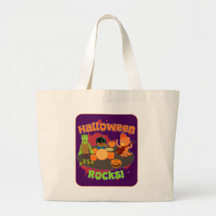 Grand Tote Bag RockIng Halloween Éffrayant Octobre Dessin amusant