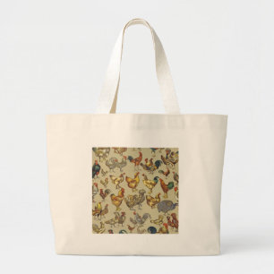 Grand Tote Bag Rooster Poulet de la ferme Pays Animal
