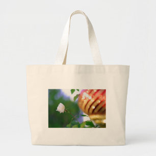 Grand Tote Bag Rose de Noël blanc