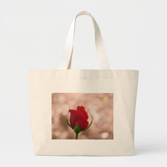 Grand Tote Bag Rose rouge simple (Devant)