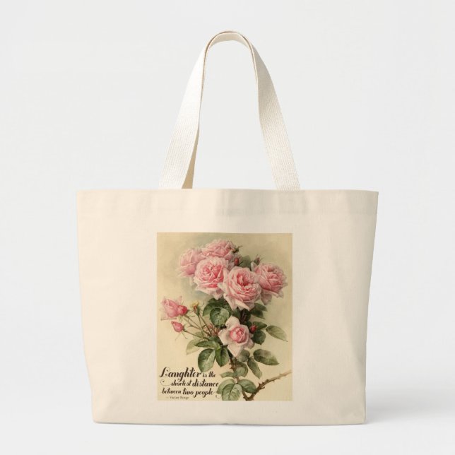 Grand Tote Bag Roses victoriens roses chics minables (Devant)