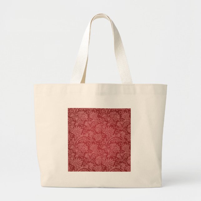 Grand Tote Bag Rouge Paisley Damask Designer Floral Classic (Devant)