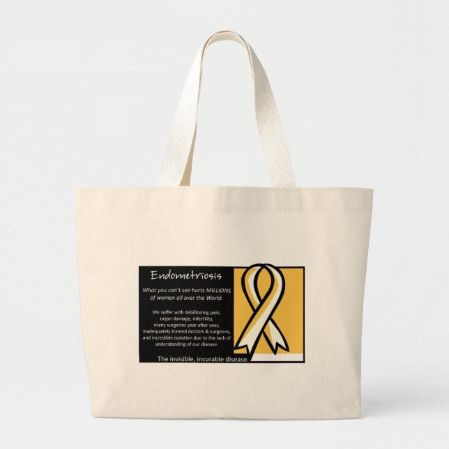 Grand Tote Bag Ruban jaune d'endométriose (Devant)