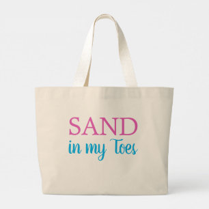 Grand Tote Bag Sable dans mes orteils Cute Ocean Beach