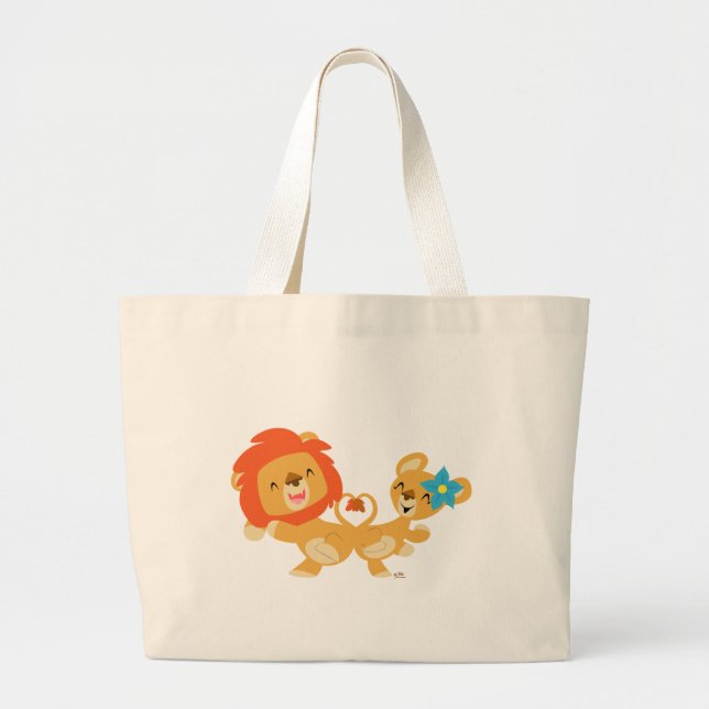 Grand Tote Bag Sacoche de couple de lions de danse (Devant)