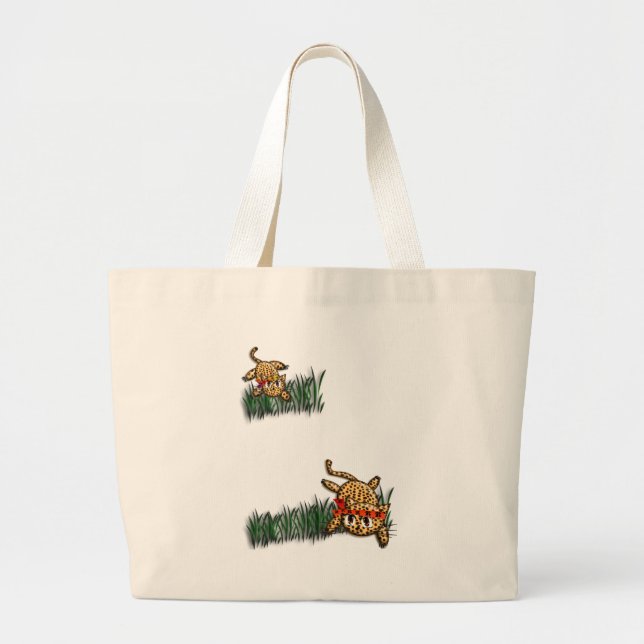 Grand Tote Bag Safari Ultra mignonne Leopard Invitations d'annive (Devant)