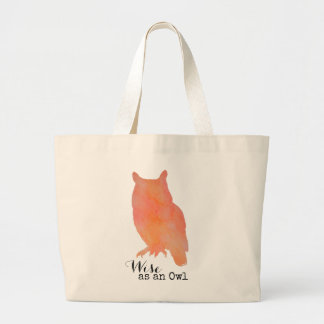 Grand Tote Bag Sage comme aquarelle typographique de hibou