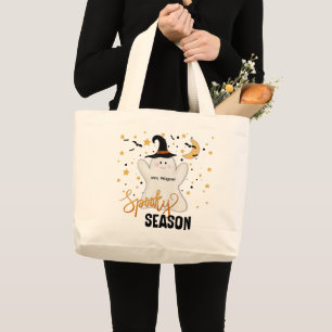 Grand Tote Bag Saison Éffrayante du fantôme mignon personnalisé