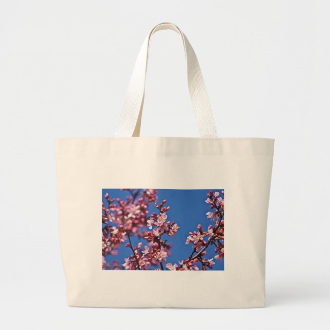 Grand Tote Bag Sakura Cerry Blossoms Touché Bleu (Devant)