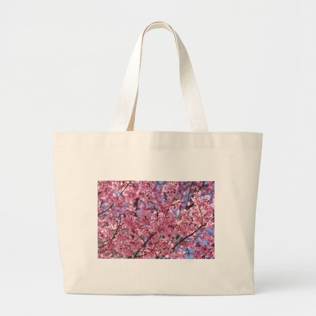 Grand Tote Bag Sakura Pink Cherry Blossom Sky (Devant)